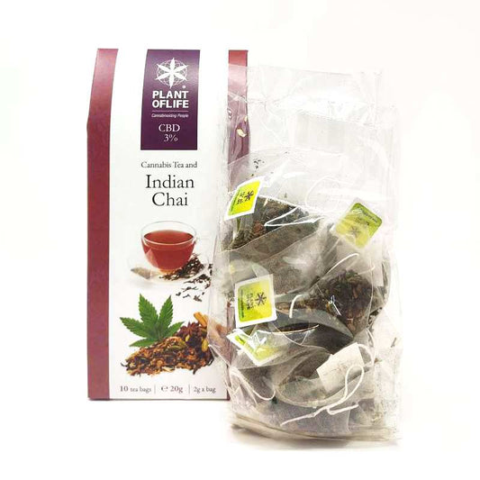 Boîte de thé CBD Indian Chai PLANT OF LIFE avec sachets emballés