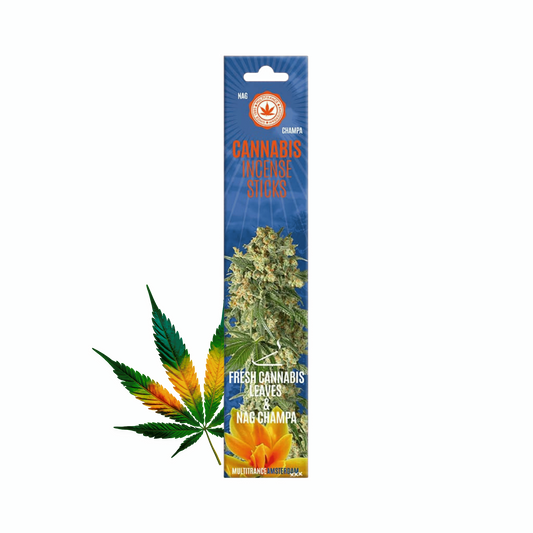 Boîte de bâtons d’encens Cannabis Nag Champa avec feuilles de cannabis