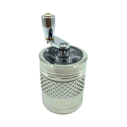 Meuleuse 40 mm CHAMP HIGH argent, base cylindrique texturée et poignée métallique