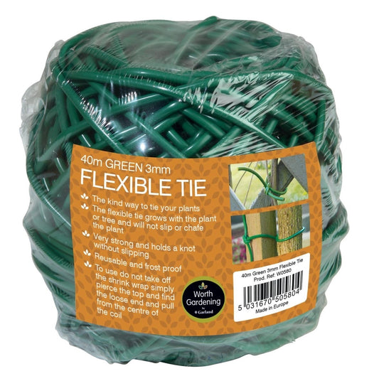 Bobine de lien flexible vert 40 m, diamètre 3 mm, emballage transparent