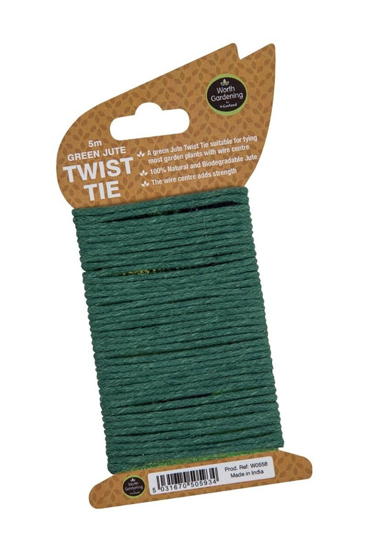 Bobine de lien torsadé en jute vert (5 m) sur emballage