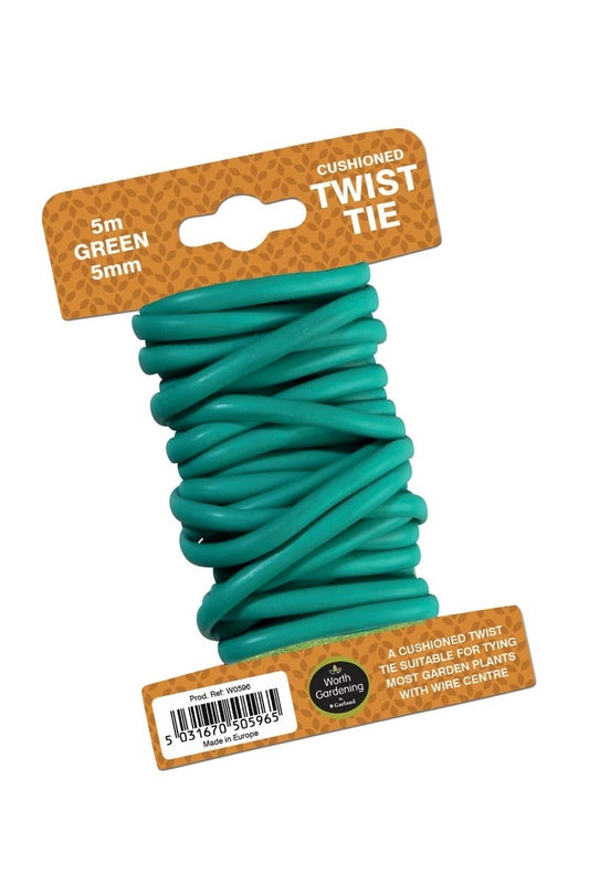 Lien torsadé vert 5 mm, vendu en rouleau 5 m, avec centre métallique