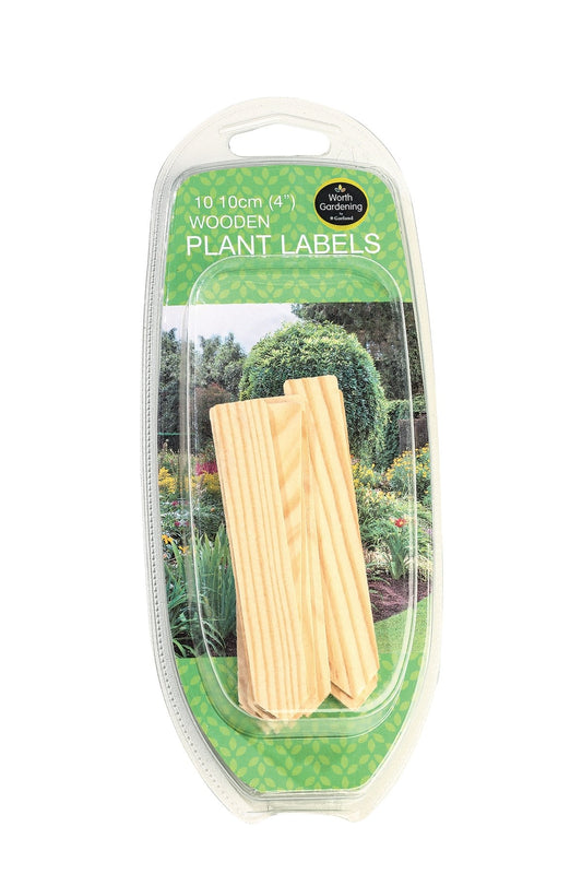 Étiquettes pour plantes en bois 10 cm, sachet transparent avec 4 pièces