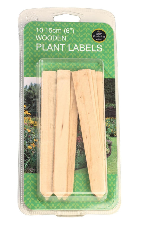 Lot de 6 étiquettes de plantes en bois, 10–15 cm, emballage transparent