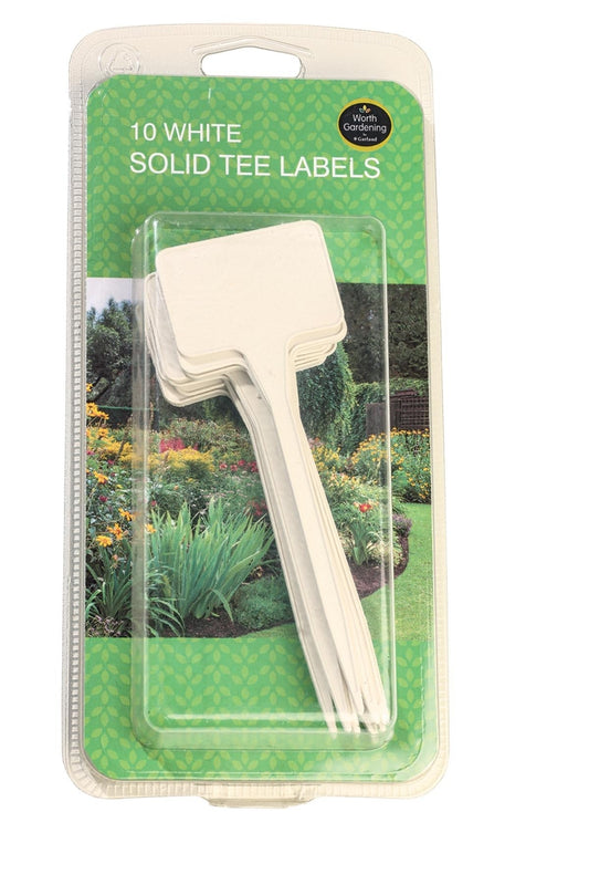 Lot de 10 étiquettes en T blanches, emballage transparent