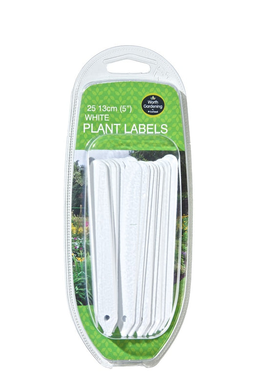 Lot de 25 étiquettes blanches pour plantes de 13 cm, emballage transparent