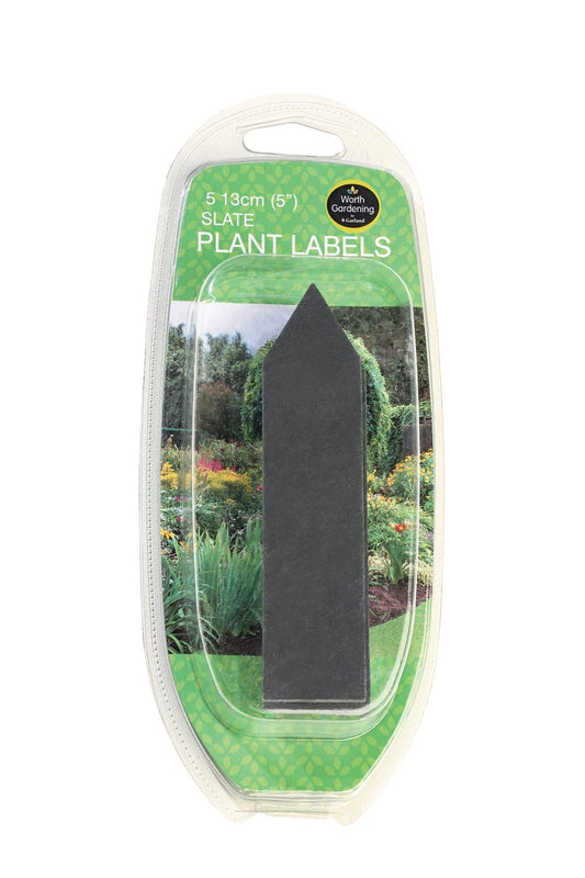 Lot de 5 étiquettes de plantes en ardoise 13 cm, emballage transparent