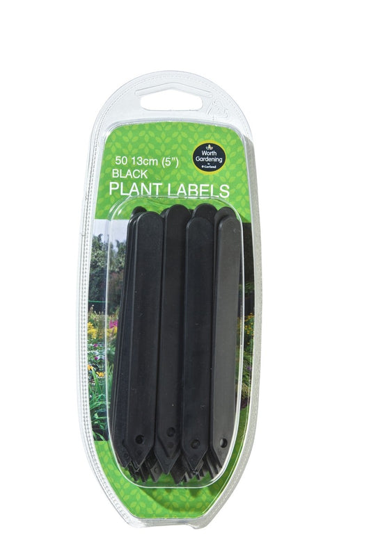 Pack de 50 étiquettes de plantes noires 13 cm, emballage transparent