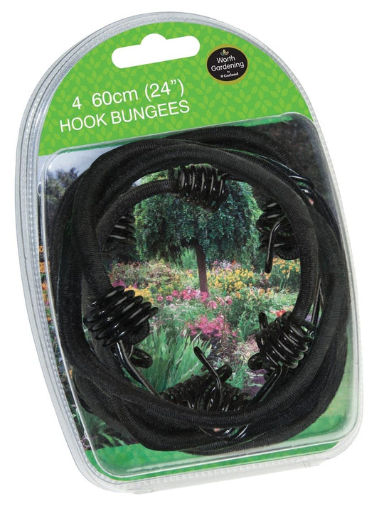 Lot de 4 crochets élastiques 60 cm noirs en emballage blister
