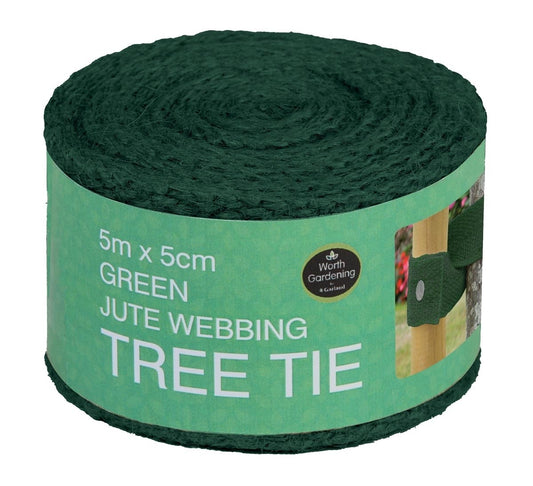 Rouleau d’attache d’arbre en toile de jute verte 5 m x 5 cm, ruban en bobine.