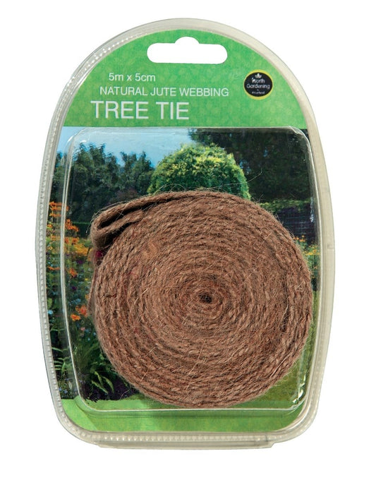 Attache d’arbre en toile de jute naturelle en rouleau, 5 m x 5 cm, en blister