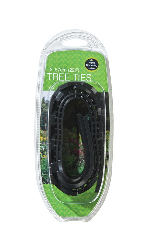 Attaches plantes 57 cm lot de 2 en plastique noir, présentées en blister