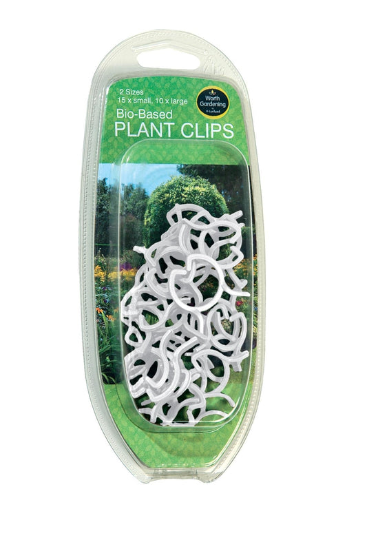Lot de pinces à plantes bio-sourcées, emballage blister, 2 tailles, clips blancs