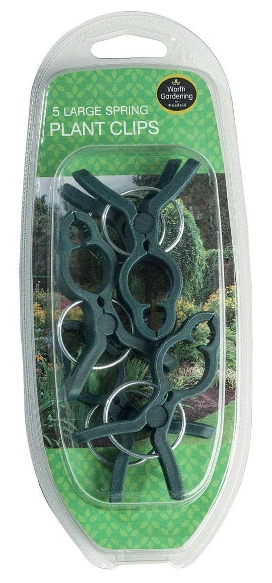 Lot de 5 pinces à plantes à ressort vert-bleu, dans un emballage transparent
