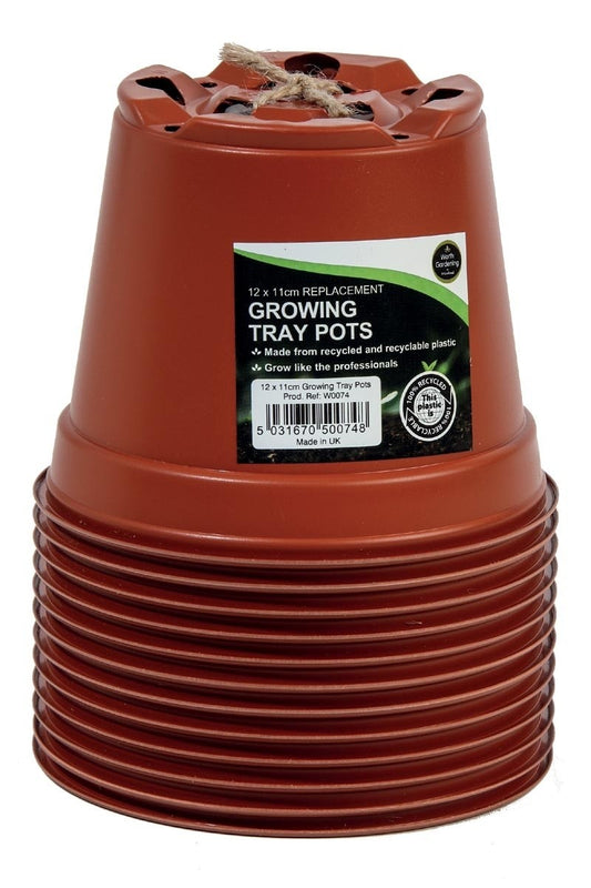 Pot de culture de remplacement orange 11 cm, rebords striés et étiquette