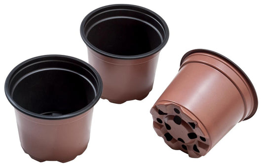 Pots de culture marron 9 cm avec trous de drainage, lot de 3