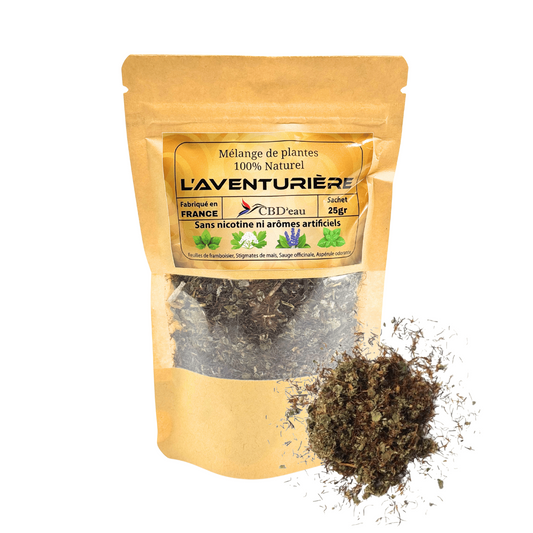 Pochon de mélange de plantes L'AVENTURIÈRE (25 g) avec herbes séchées brun-vert