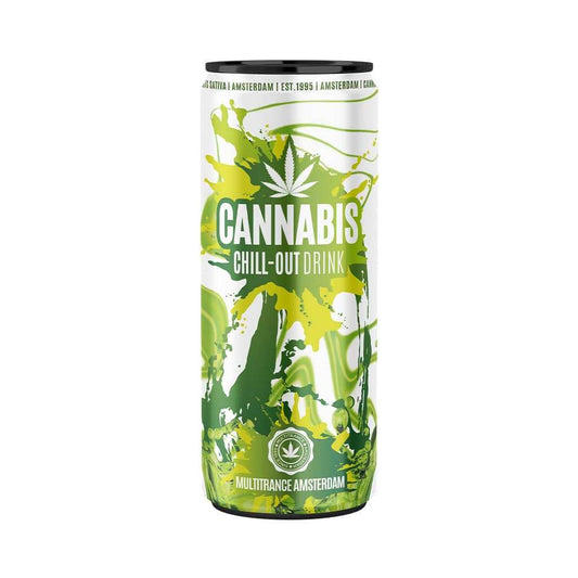 Canette de boisson CBD vert Cannabis Chill-Out Drink, couvercle noir