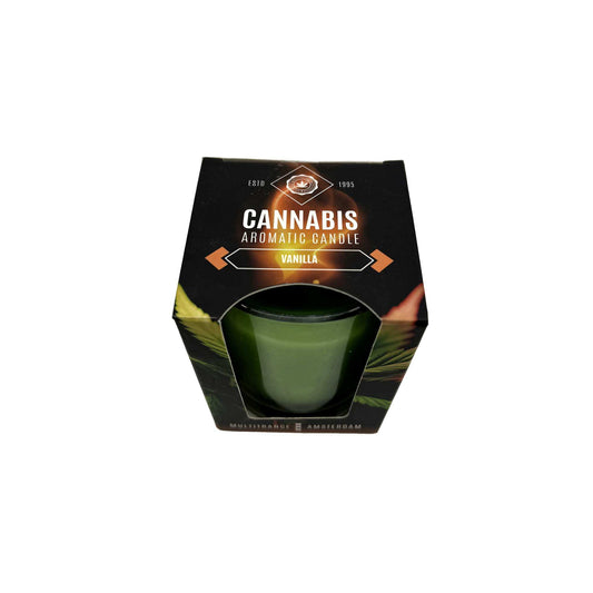 Boîte de bougie parfumée Cannabis Vanilla MULTITRANCE, étui noir