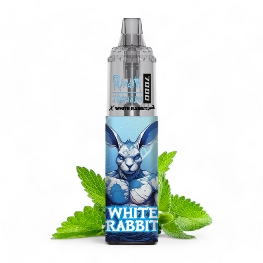 Cigarette électronique « White Rabbit x RandM Tornado 7000 » Blue Mint, format jetable
