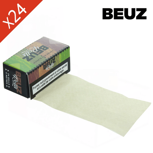 Boîte BEUZ avec un rouleau de feuille Slim non blanchi déroulé