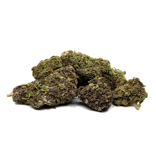 Fleur de CBD compacte vert olive, gros bourgeons et petites feuilles