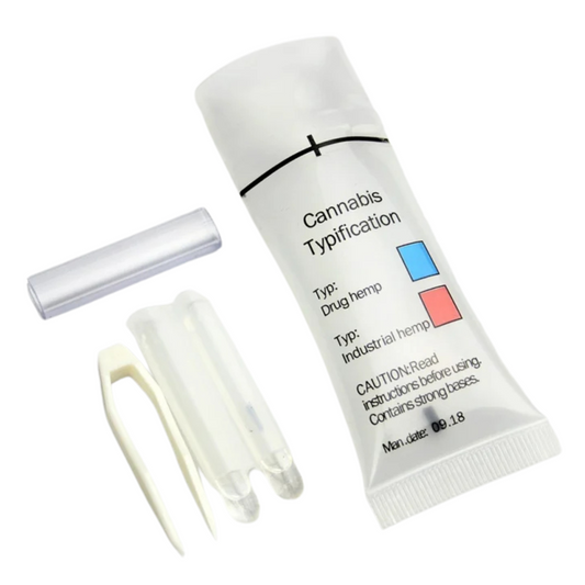 Tube de test cannabis avec embouts et applicateurs en plastique translucide