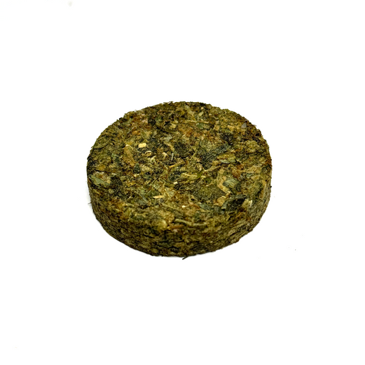 Pastille ronde de fleur de CBD vert olive