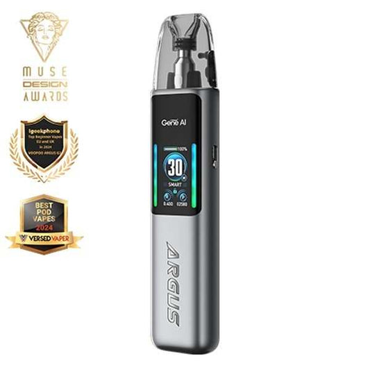 Kit pod Argus G2 1000 mAh Voopoo, boîtier gris anthracite, écran et embout transparent