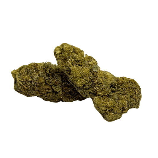 Fleurs de CBD vert olive : bourgeons compacts et texturés