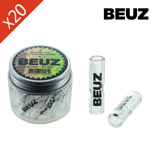 Boîte BEUZ de filtres en verre transparents 3 cm x 8 mm, avec deux cylindres