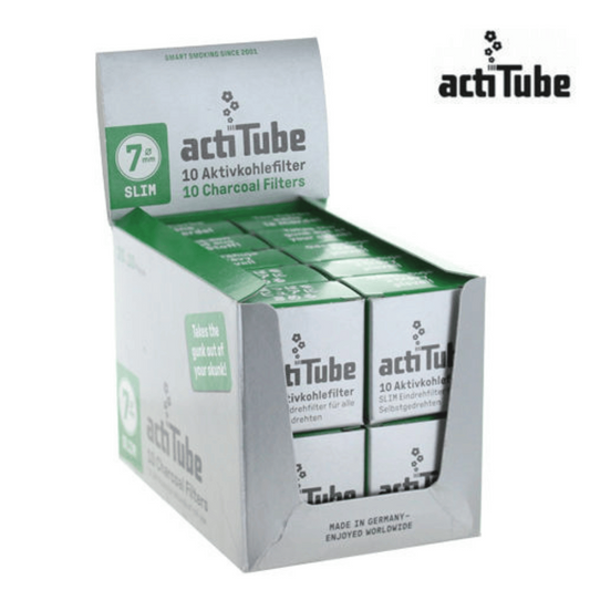 Boîte de filtres à charbon slim 7 mm ActiTube, rangée de filtres dans l’étui