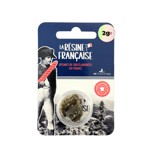 Résine CBD filtrée 2 g en pot, sur emballage avec rabat perforé