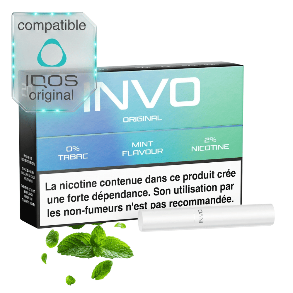 Recharge de cigarettes électroniques INVO, menthe, 2% nicotine, pack de 20, compatible