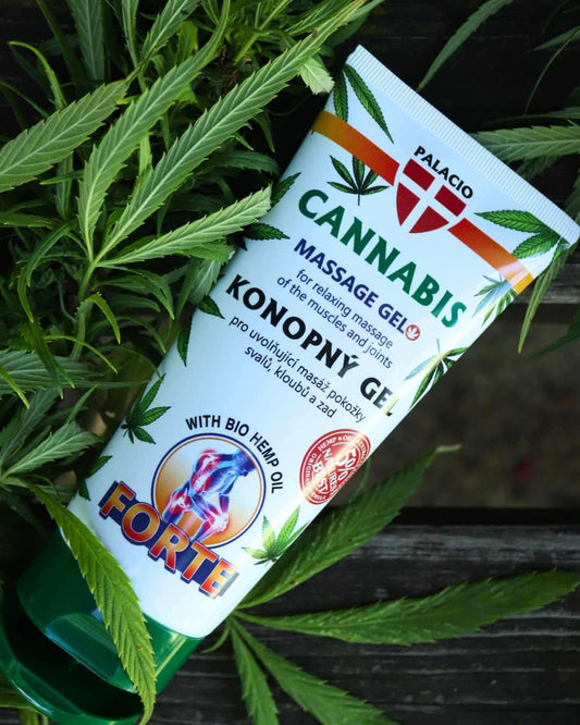Tube de gel de massage cannabis au chanvre Forte, avec feuilles de chanvre