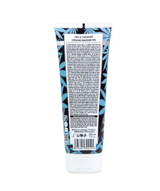 Gel de massage CBD Chill Palacio, tube arrière avec informations et code-barres