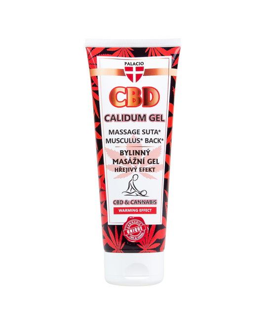 Tube de gel de massage chauffant CBD Calidum au chanvre 200 ml, face avant
