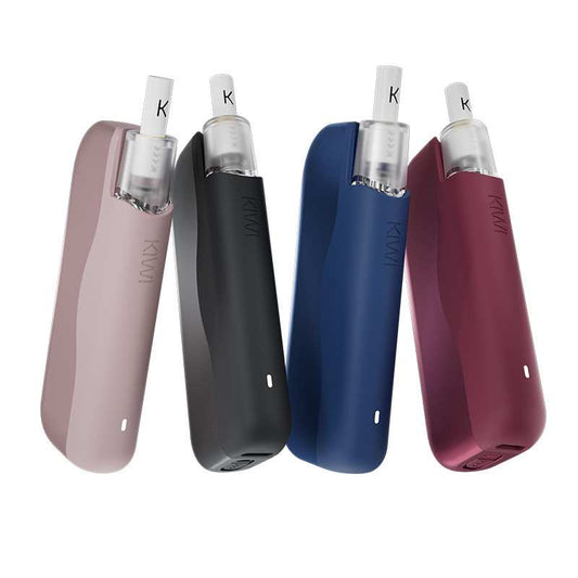 Lot de quatre kits pods de vapoteuse colorés : rose, noir, bleu, bordeaux