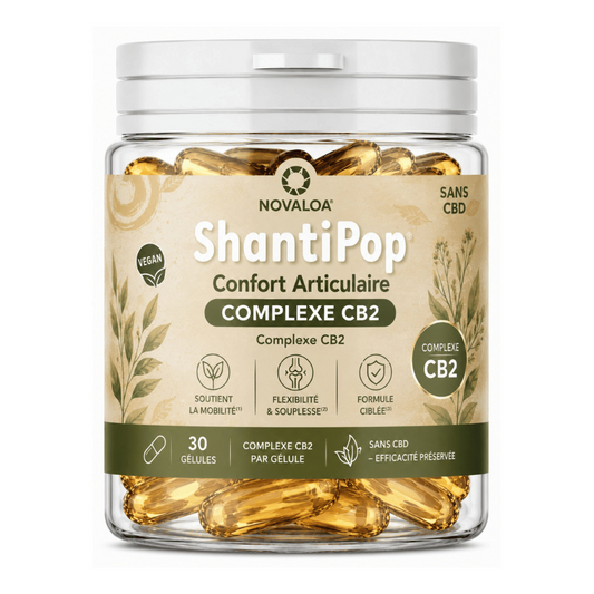 Pot Novaloa ShantiPop Confort articulaire Complexe CB2, 30 gélules, sans CBD