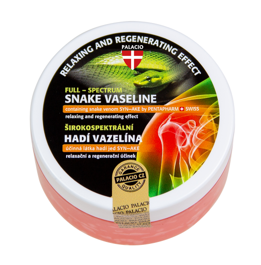 Pot de vaseline SYN-AKE 100 ml, vue dessus, étiquette verte et noire