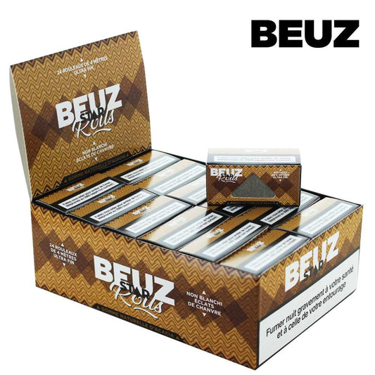 Boîte BEUZ Slim Rolls ouverte, plusieurs feuilles à rouler emballées.