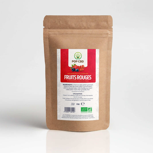 Sachet kraft de tisane CBD bio fruits rouges POP CBD, 35 g