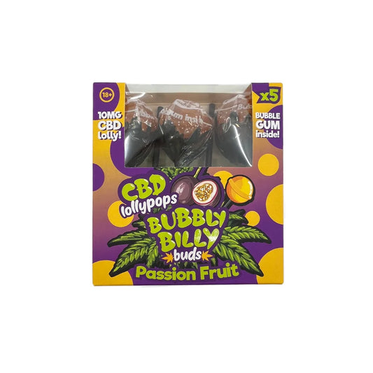Sucette CBD Fruit de la passion - 5 pièces BUBBLY BILLY - Chris'Shop cbd
