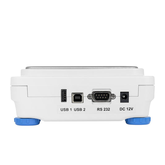 Balance de précision : ports USB, RS232 et DC 12V à l’arrière