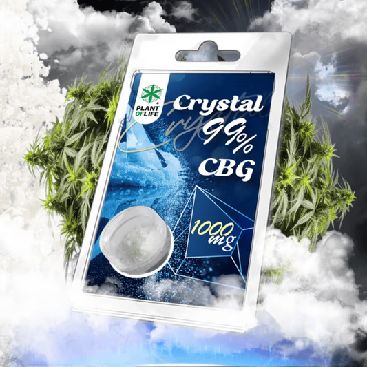 Emballage blister Crystal 99% CBG 1000 mg avec pastille de cristal