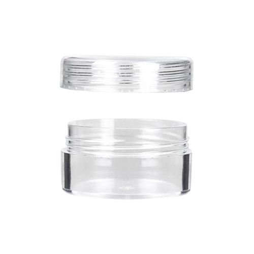 Pot transparent à visser 7 ml avec couvercle, vue de face