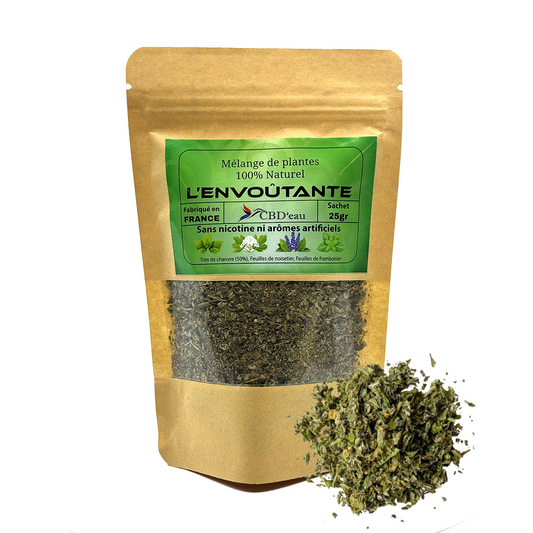 Sachet kraft de mélange de plantes, feuilles vertes séchées