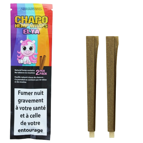 Blunt de chanvre Elya CHAPO : deux enveloppes roulées vert olive, filtres aux extrémités