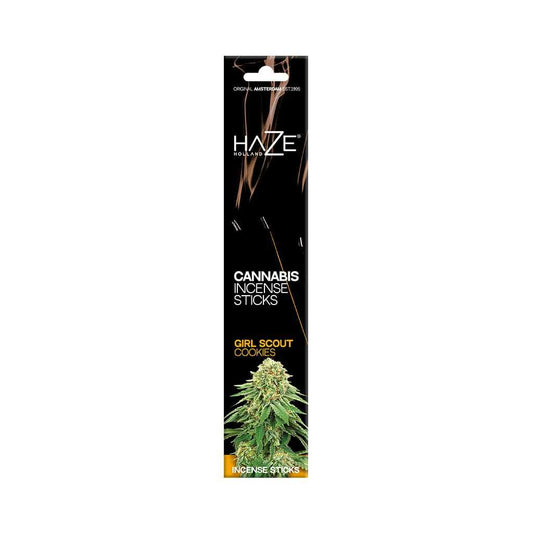 Bâtons d’encens HAZE au cannabis « Girl Scout Cookies », emballage noir.