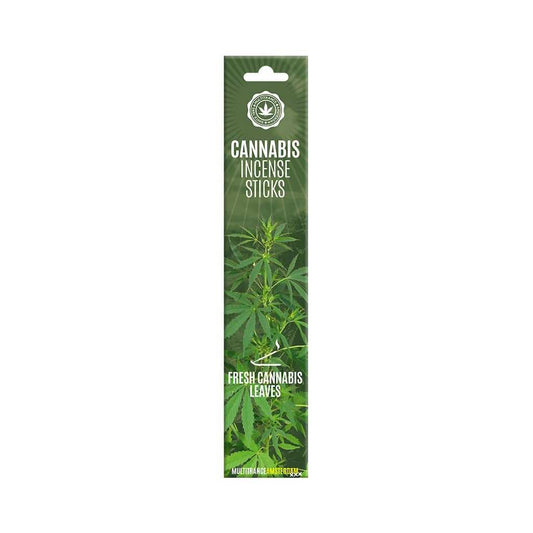 Boîtier de bâtons d’encens Fresh Cannabis, vert cannabis avec motif de feuilles